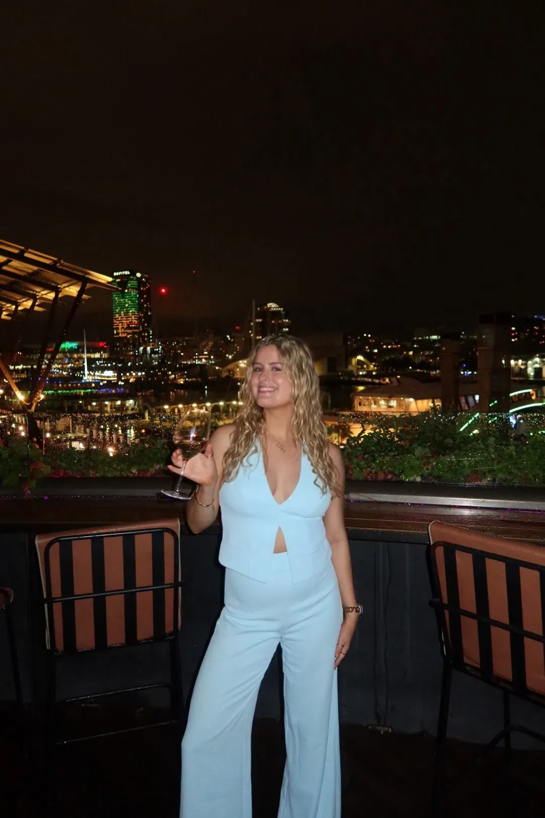 Kookai Oyster Backless Vest and Willow Pants Set Cloud Blue Size 10 for rent on The Volte - main image