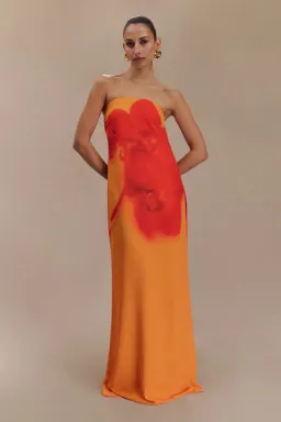 Meshki Amaya Strapless Maxi Dress Koi Orchid Print Size S/AU 8 for rent on The Volte - image 1