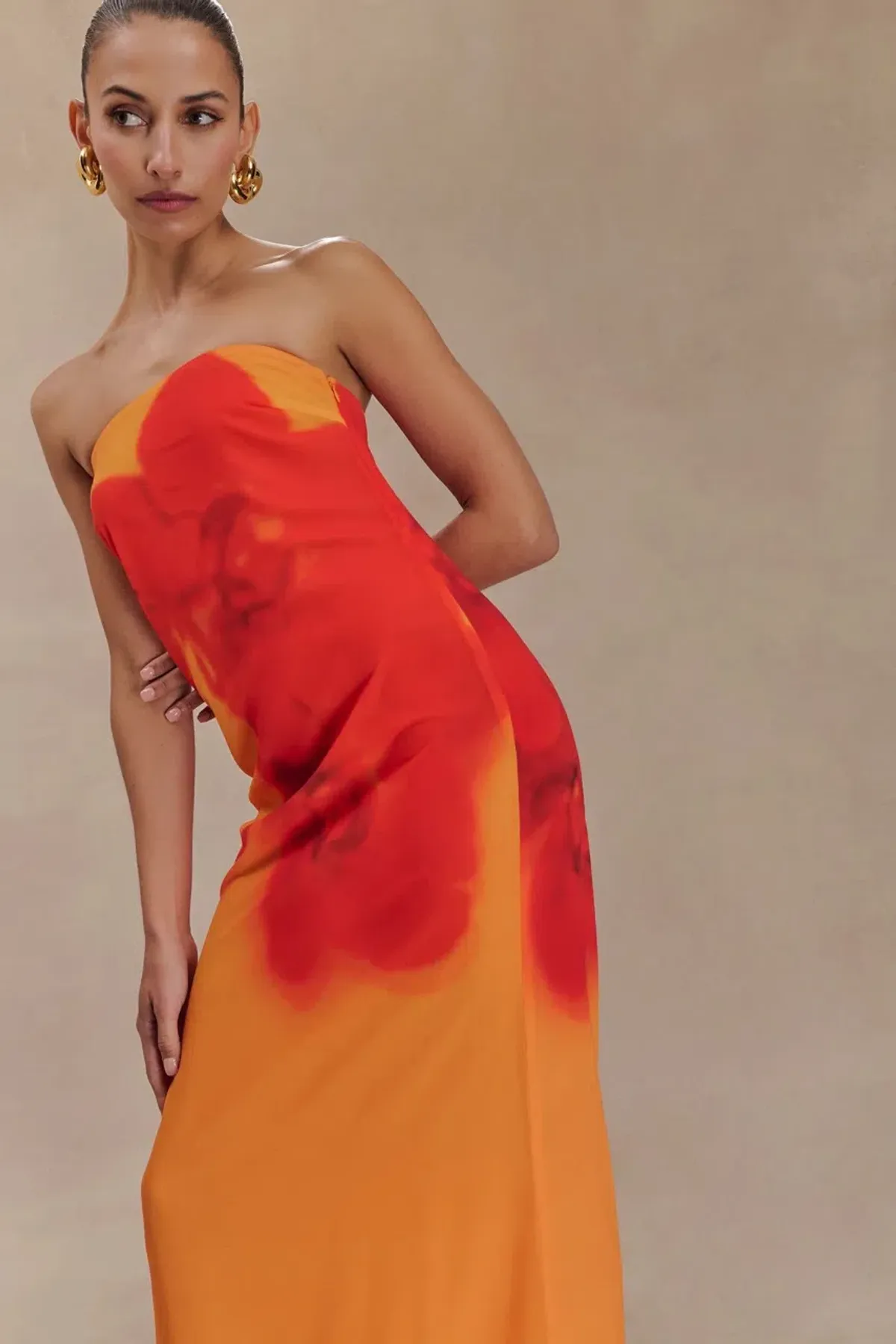 Meshki Amaya Strapless Maxi Dress Koi Orchid Print Size S/AU 8 - Image 2