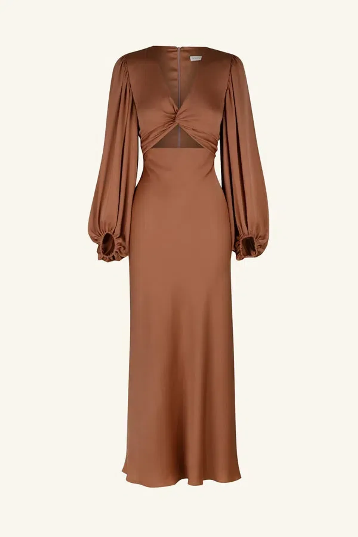 Shona Joy Luxe Front Twist Midi Dress Brown Size 10 - Image 5