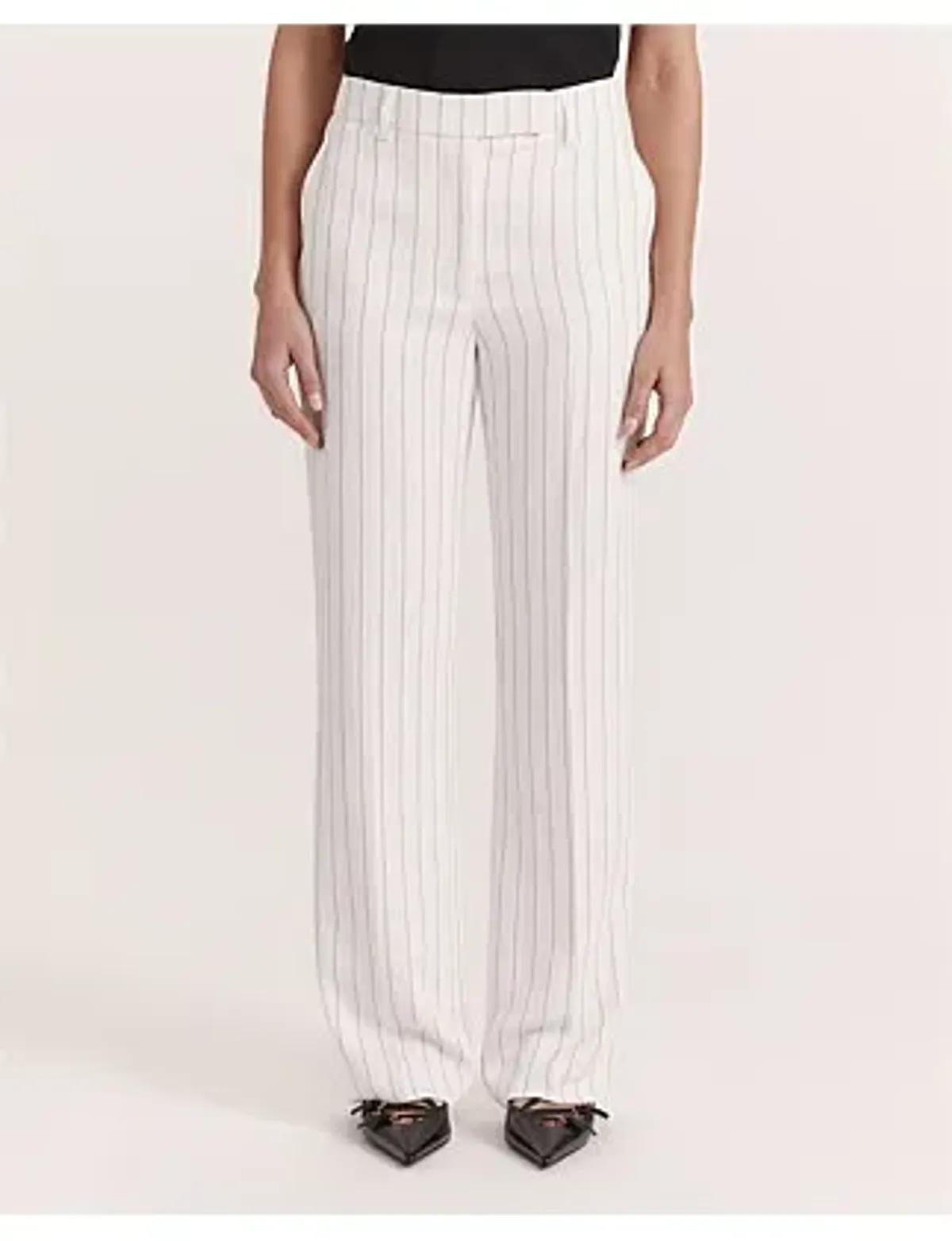 Saba Dharma Pinstripe Wide Leg Pants in White Size AU 6 - Image 4