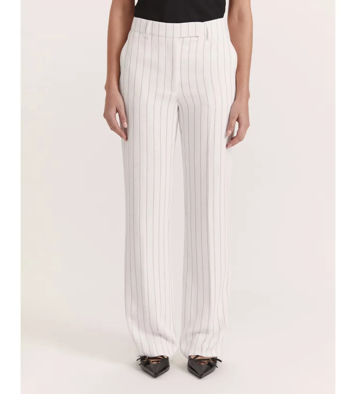 Saba Dharma Pinstripe Wide Leg Pants in White Size AU 6 - Image 8