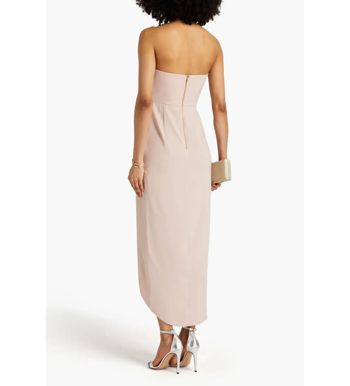 Shona Joy Strapless Draped Satin Maxi Dress Blush Size 14 - Image 2