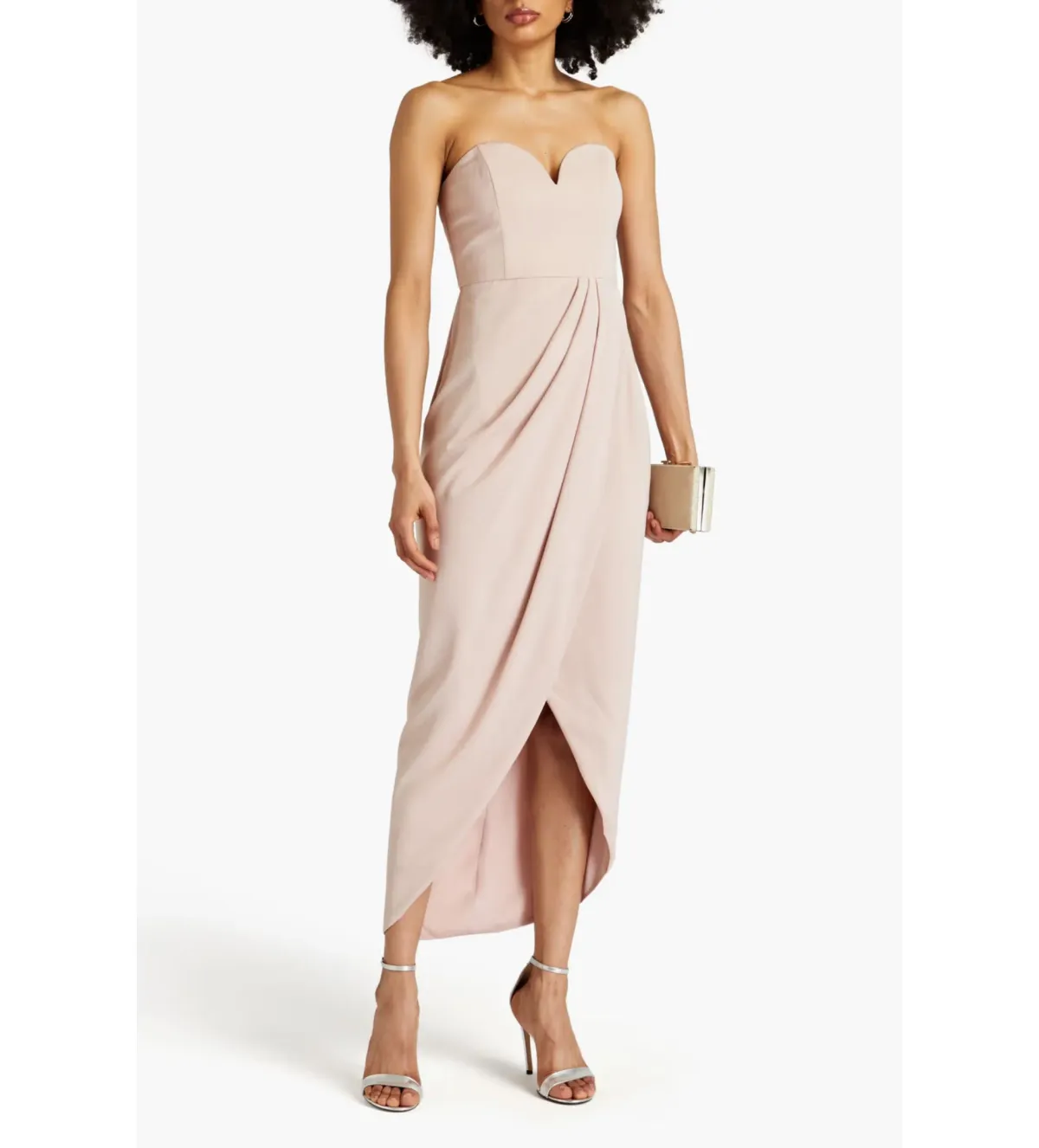 Shona Joy Strapless Draped Satin Maxi Dress Blush Size 14 for rent on The Volte - main image