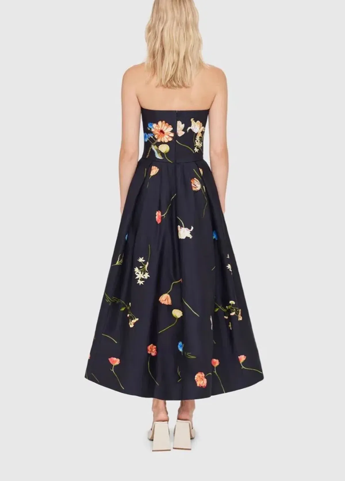 Leo Lin The Fields Embroidered Bustier Midi Dress Black Size 14 - Image 4