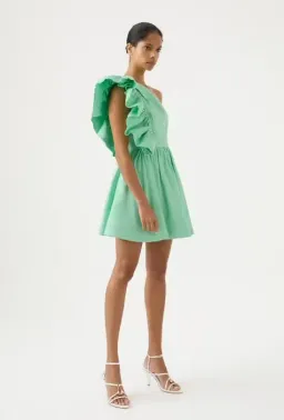 AJE Bonjour Assymetric Mini Dress Green Size AU 8 for rent on The Volte - image 2