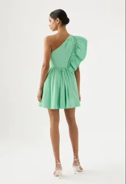 AJE Bonjour Assymetric Mini Dress Green Size AU 8 for rent on The Volte - image 3