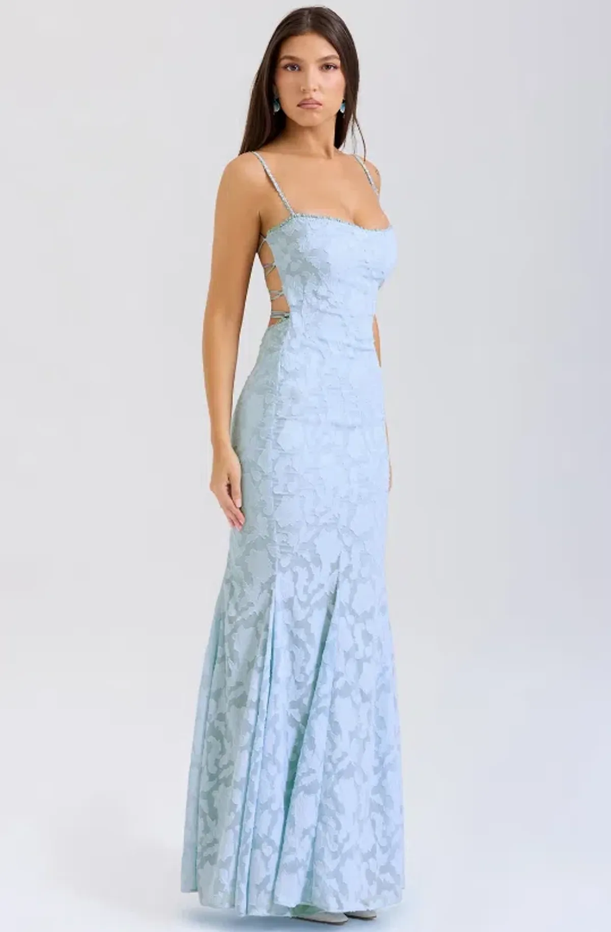 House of CB Bluebell Lace Up Back Maxi Dress Blue AU 8 - Image 1