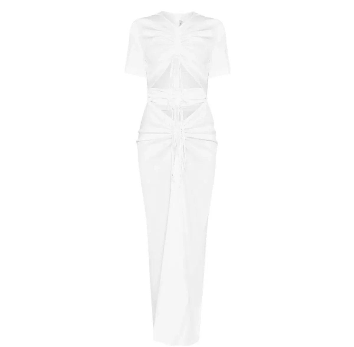 Christopher Esber White Ruched Tee Midi Dress White Size 6 - Image 3