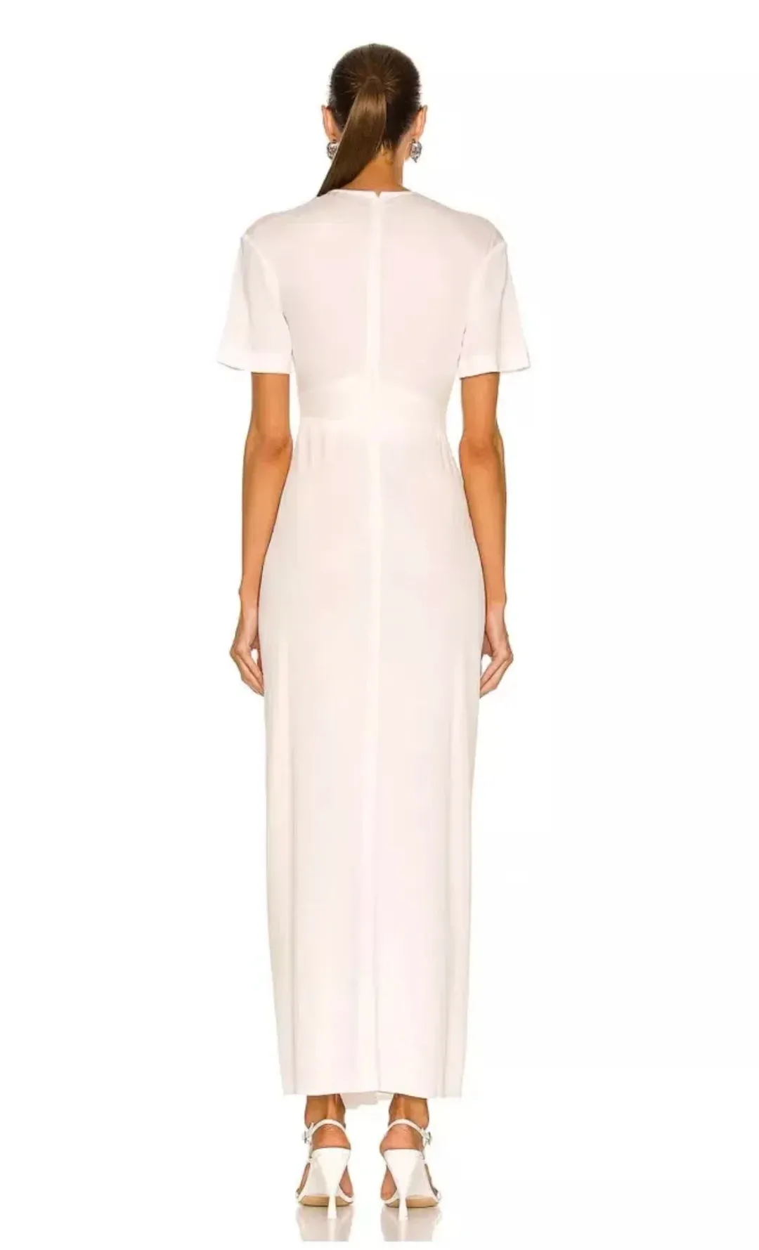 Christopher Esber White Ruched Tee Midi Dress White Size 6 for rent on The Volte - main image