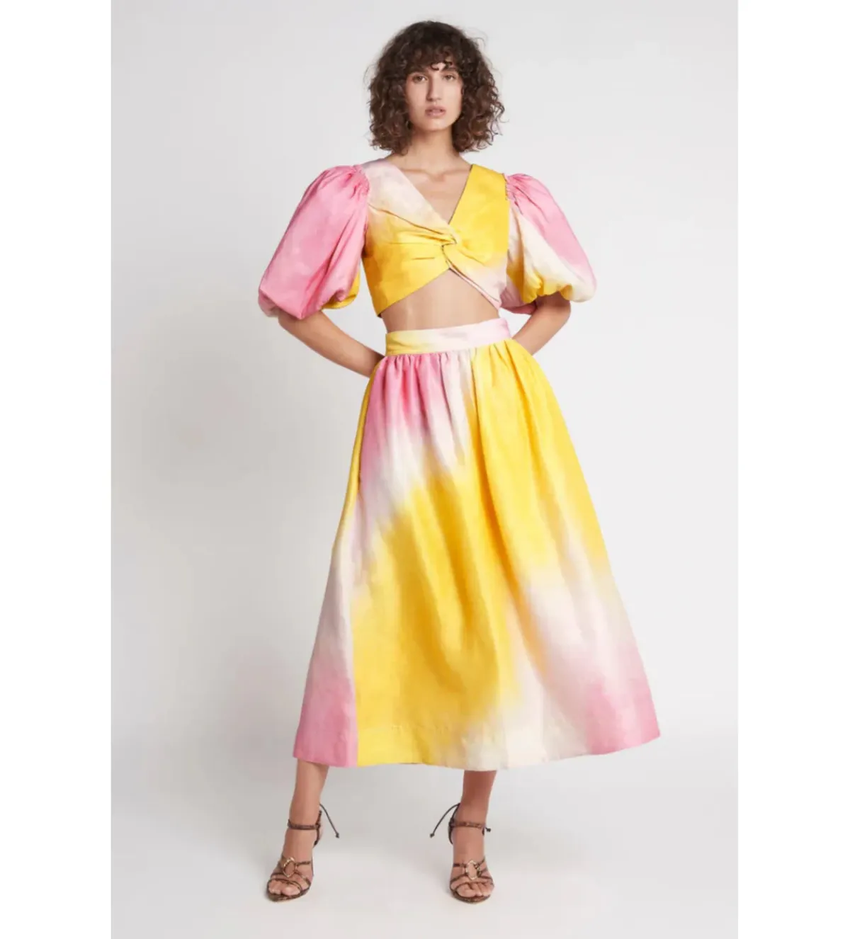 Aje Cloud Burst Cropped Blouse and Skirt Set in Pink Size AU 6 - Image 1