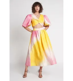 Aje Cloud Burst Cropped Blouse and Skirt Set in Pink Size AU 6 for rent on The Volte - image 1
