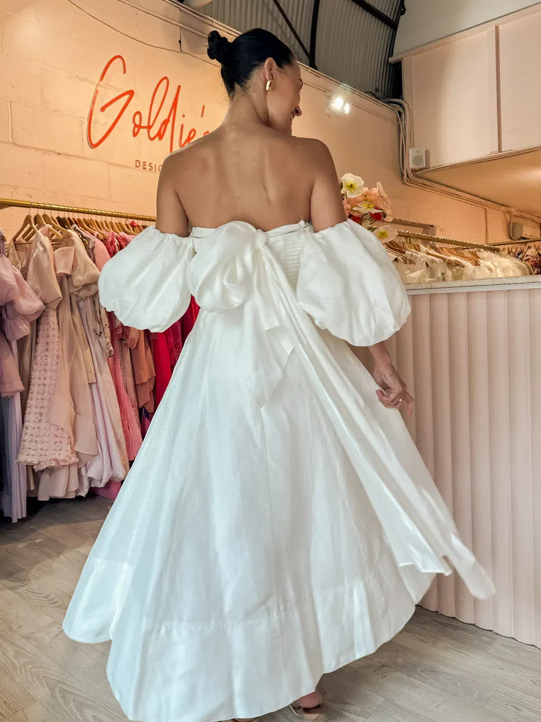 Aje Incarnation Midi Dress Ivory Size 14 for rent on The Volte - main image