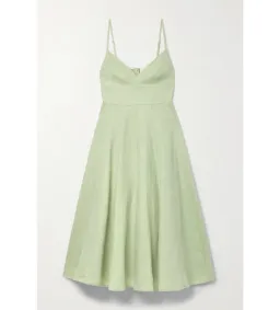 Zimmermann Dancer Picnic Shirred Linen Midi Dress Sage Size 3/AU 14 for rent on The Volte - image 5