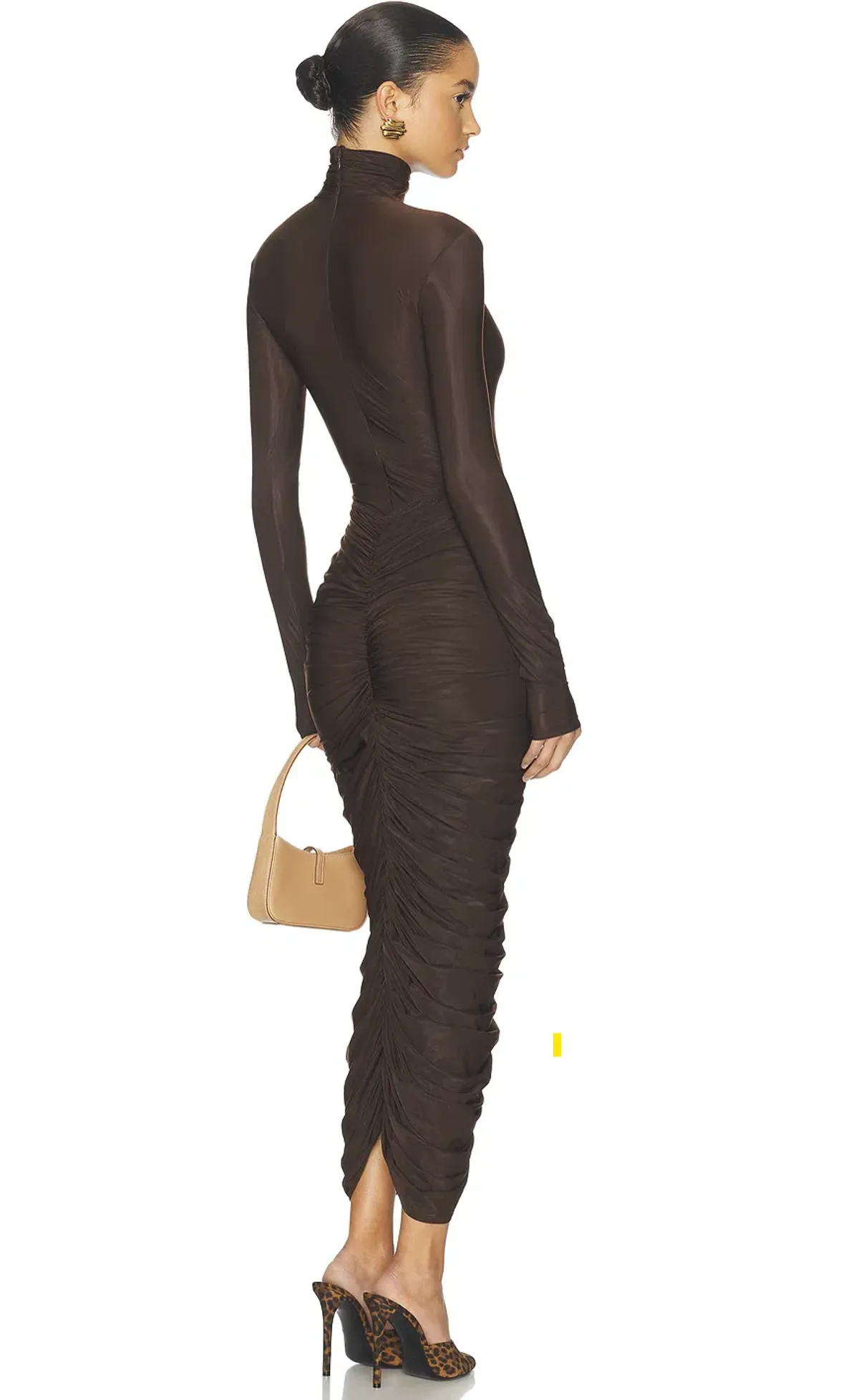 Helsa The Super Sheer Ruched Dress Brown Size 6 - 8 - Image 2