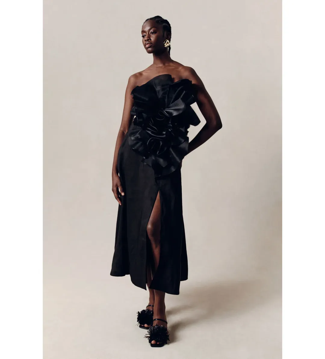 Aje Energy Midi Dress in Black Size AU 8 for rent on The Volte - main image