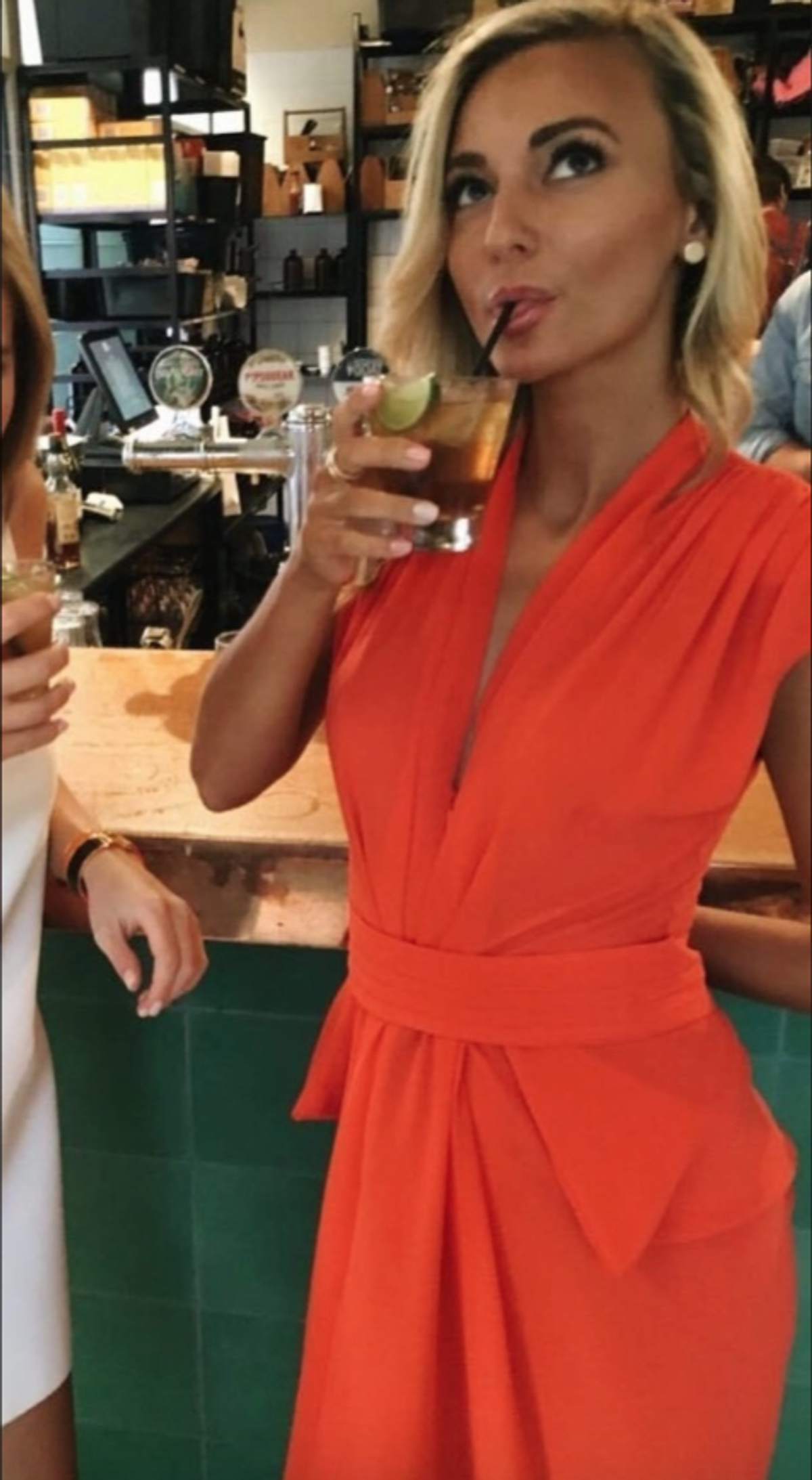 Carla Zampatti Waterfall Dress Red Size 6 - Image 2