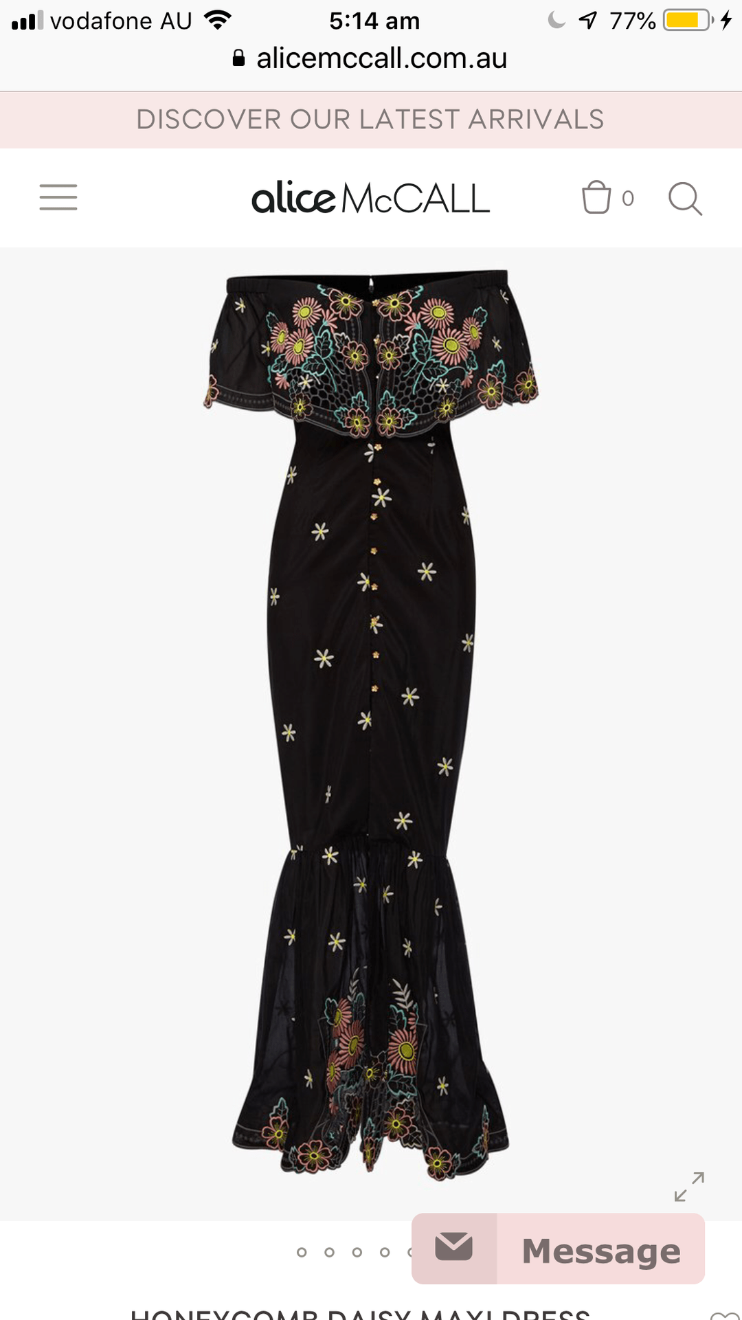 Alice McCALL Honeycomb Daisy Black Embroidered Maxi Dress Size 10 for rent on The Volte - main image