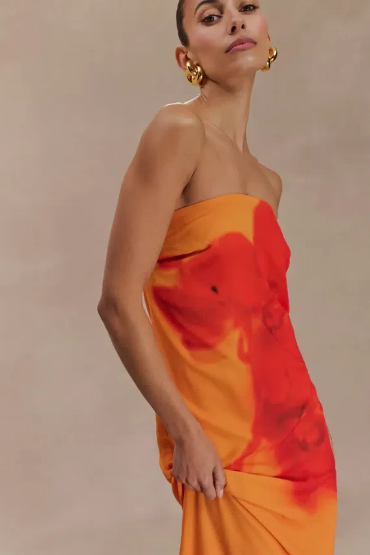 Meshki Amaya Maxi Gown Orange Print Size 12 - Image 3