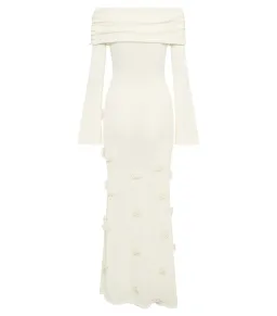 Meshki Kiki Off Shoulder Knit Rose Maxi Dress Ivory Size AU 14 for rent on The Volte - image 5