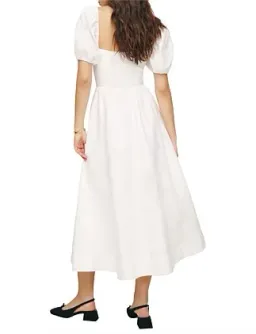 Reformation Marella Linen Midi Dress in White Size AU 6 for rent on The Volte - image 2