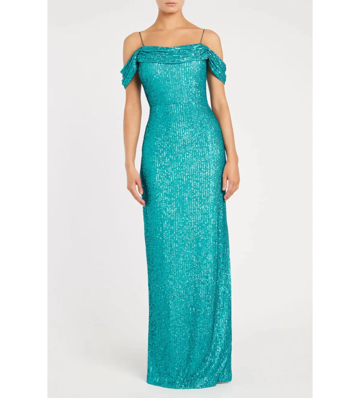 Rebecca Valance Missing Hours Sequence Gown in Green Size 6 for rent on The Volte - main image