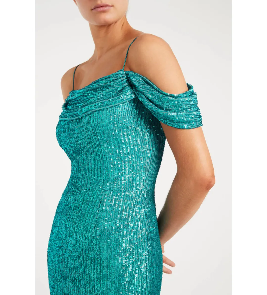 Rebecca Valance Missing Hours Sequence Gown in Green Size 6 for rent on The Volte - main image
