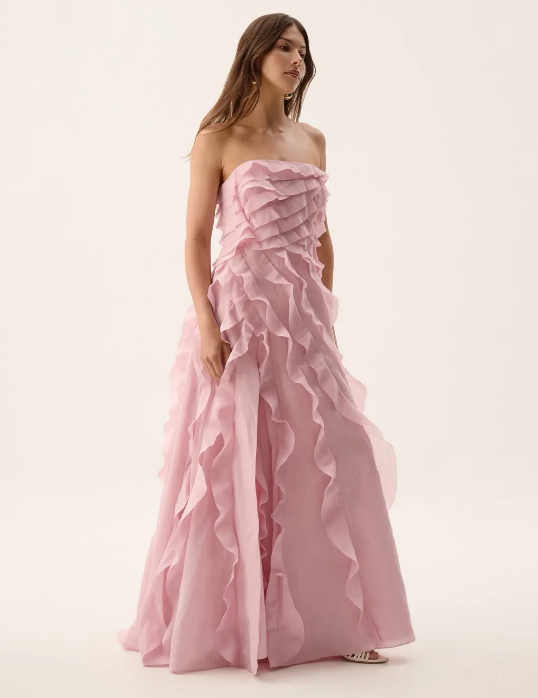 Aje Allairie Gown in Chalk Pink Size 10 for rent on The Volte - main image