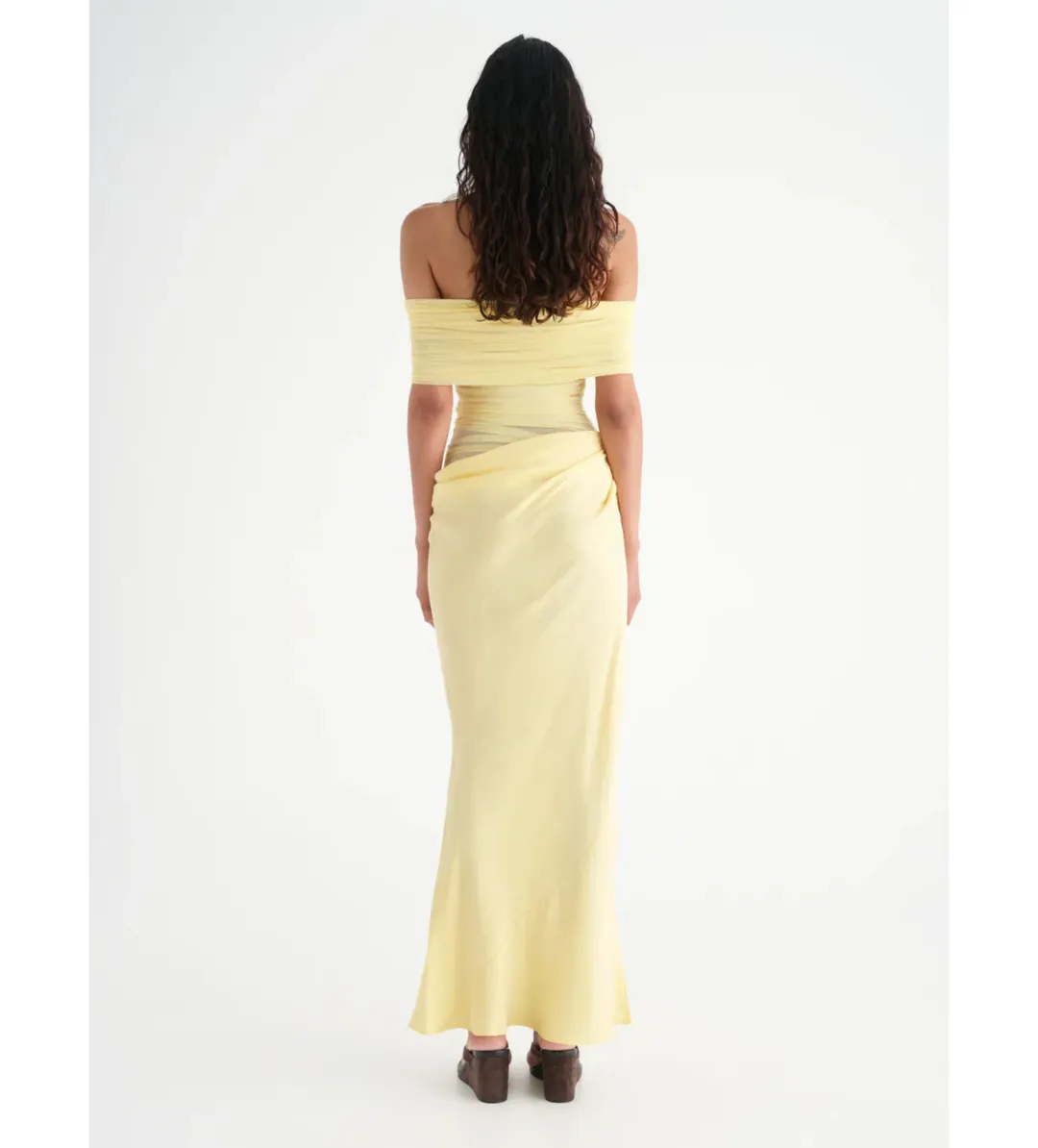 Benni Nico Off Shoulder Maxi Dress in Butter Yellow Size 6 for rent on The Volte - main image