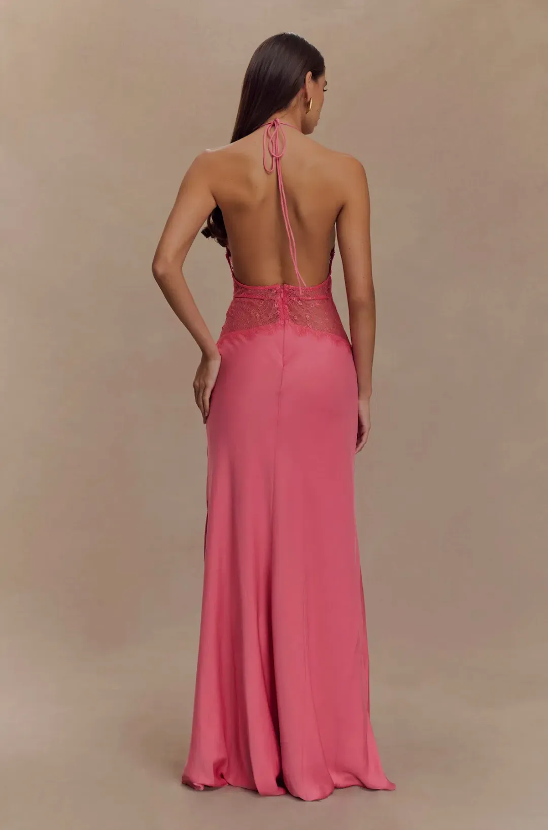 Meshki Dinah Lace and Satin Maxi Blush Rose Size S / AU 8 for rent on The Volte - main image