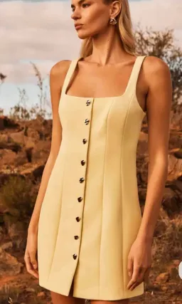 Forever New Penny Button Down Mini Dress Yellow Size 14 for rent on The Volte - image 4