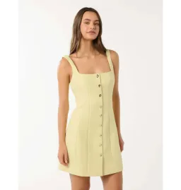 Forever New Penny Button Down Mini Dress Yellow Size 14 for rent on The Volte - image 2