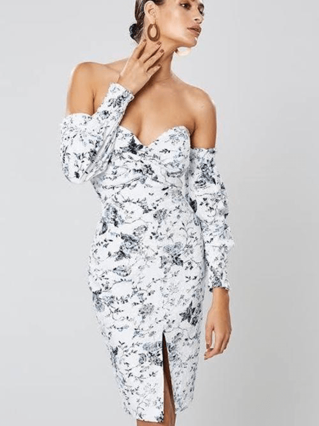 Winona Ming Off-Shoulder Dress Print Size 8 for rent on The Volte - main image