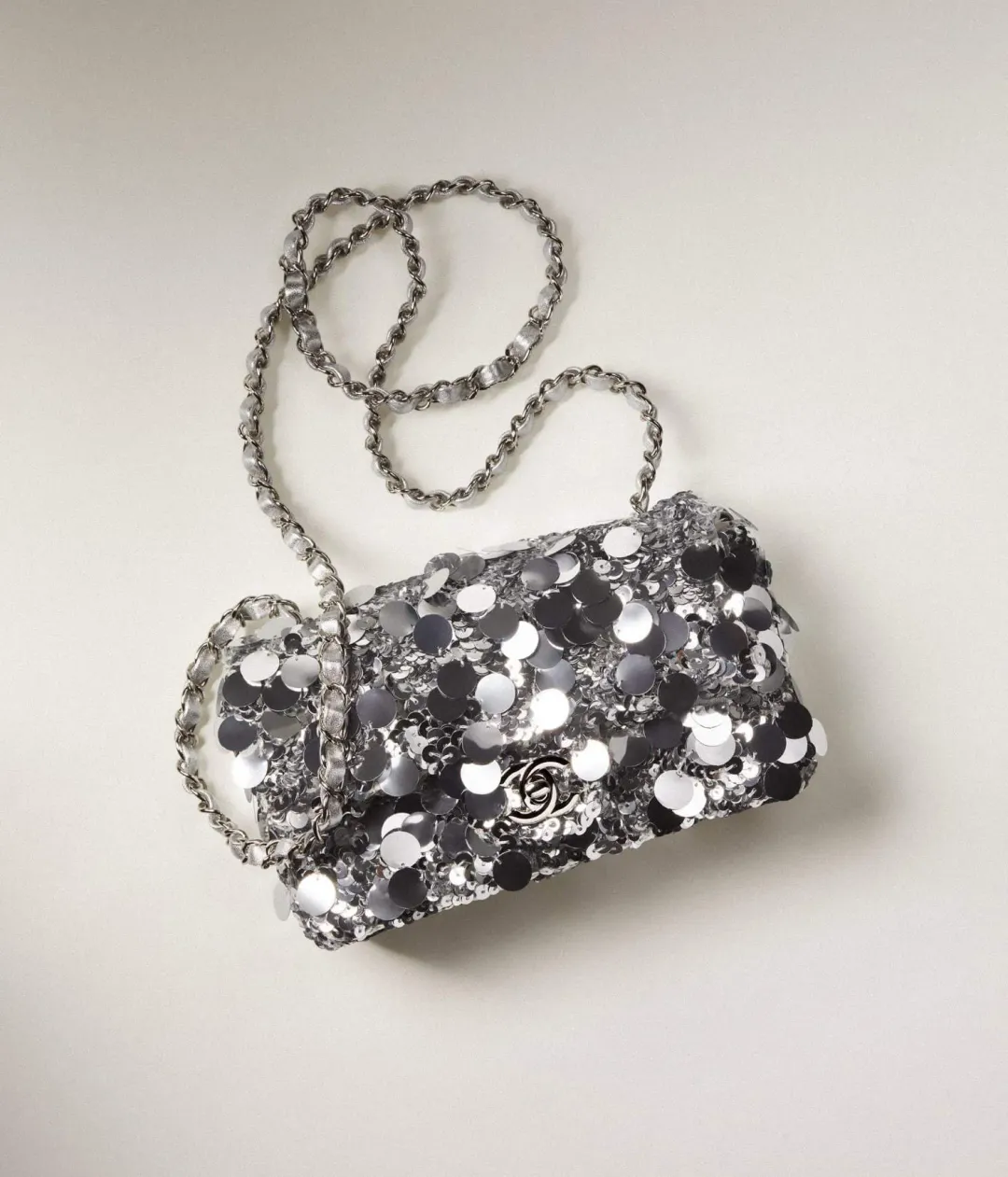 Chanel Sequin Mini Bag Silver for rent on The Volte - main image