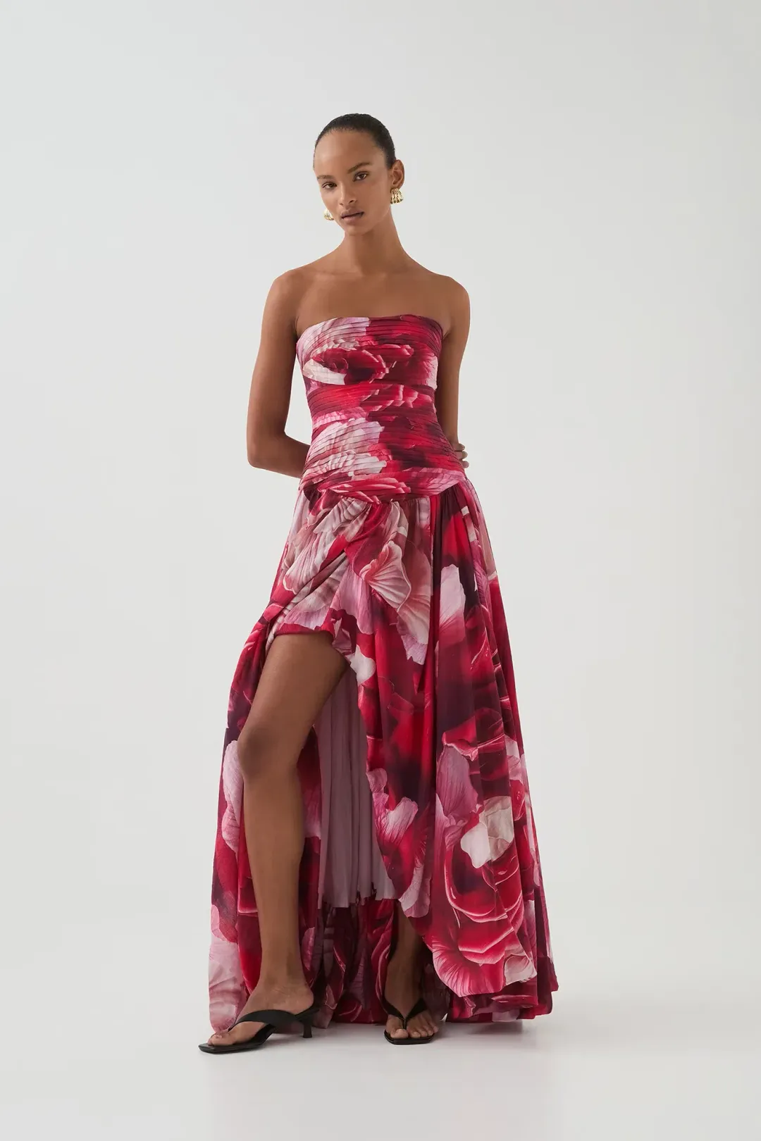 Aje Flora Gown Prismatic Floral Red Size 10 for rent on The Volte - main image