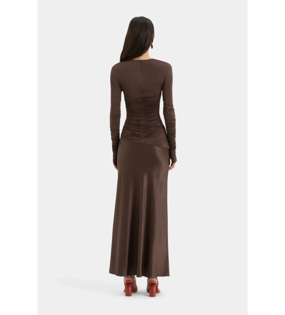 Sir the Label Alessia Draped Gown in Chocolate Size 10 - Image 3