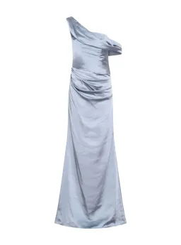 MESHKI Dalia Off Shoulder Satin Maxi Dress Frosted Blue Size 6 for rent on The Volte - image 5