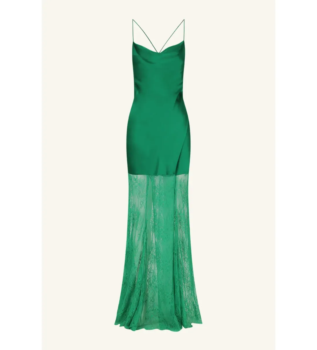 Shona Joy Elle Silk Lace Cowl Maxi Dress in Emerald Green Size 8 for rent on The Volte - main image