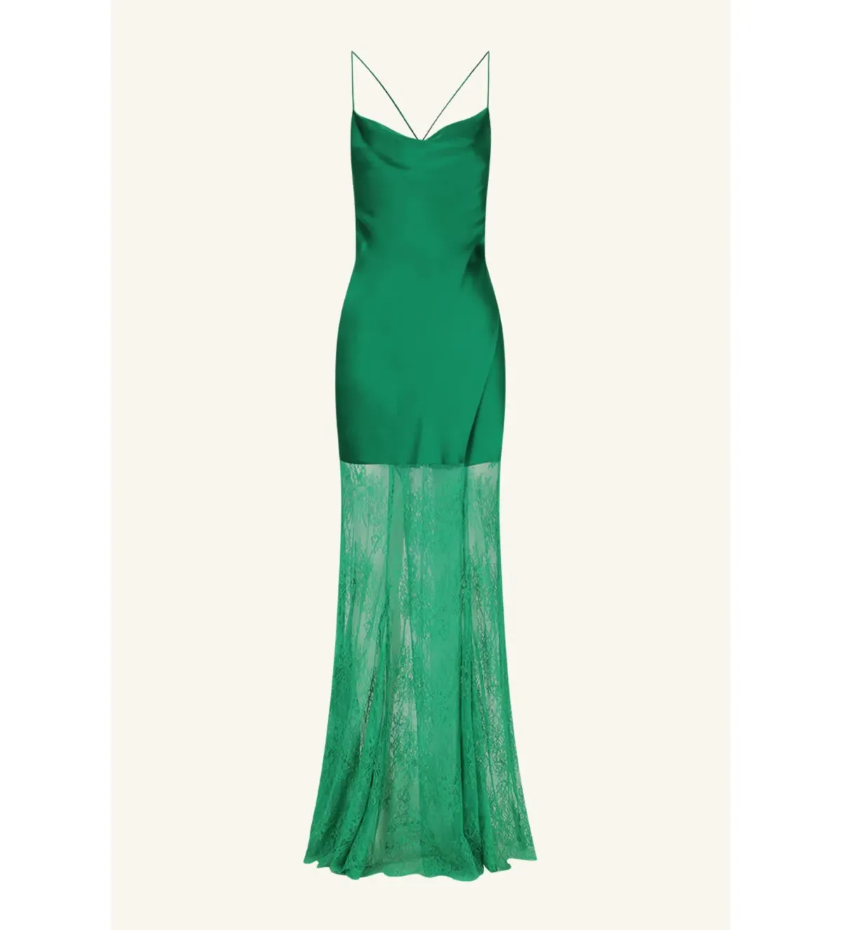 Shona Joy Elle Silk Lace Cowl Maxi Dress in Emerald Green Size 8 - Image 5