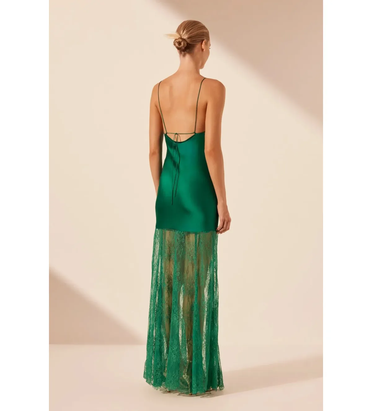 Shona Joy Elle Silk Lace Cowl Maxi Dress in Emerald Green Size 8 - Image 4