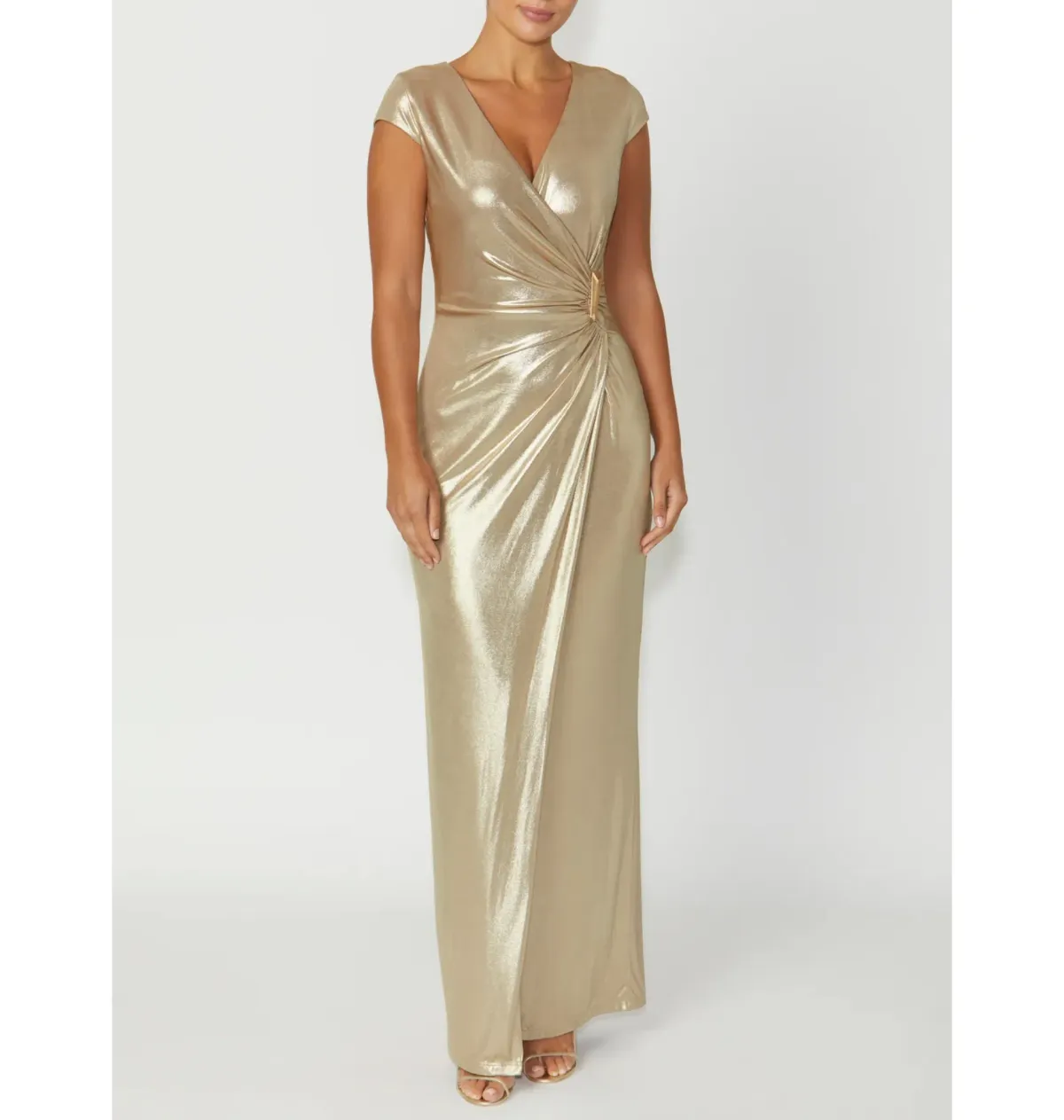 Anthea Crawford Myrah Jersey Gown Gold Size 12 - Image 1
