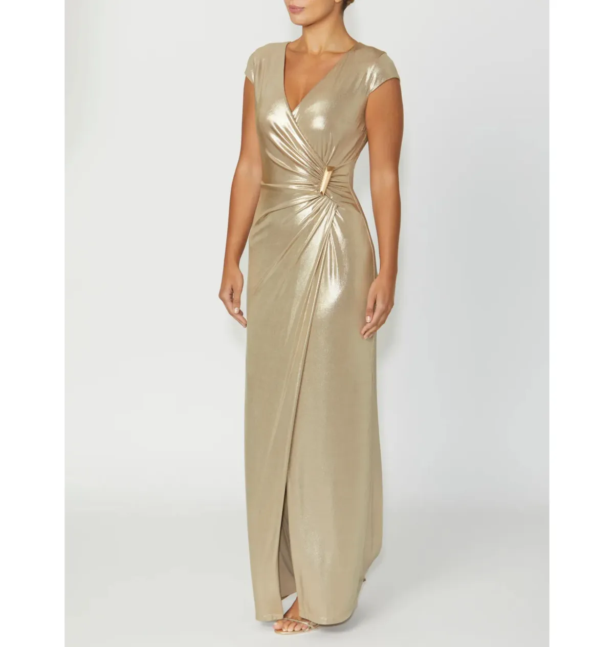 Anthea Crawford Myrah Jersey Gown Gold Size 12 - Image 2