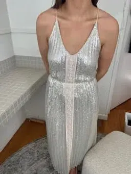 Flannel Silver Sequin Midi Dress Size 10 for rent on The Volte - image 1