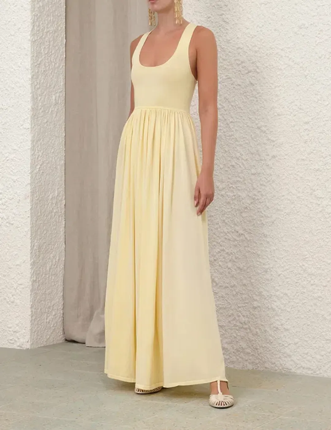 Zimmerman Harmony Metallic Yellow Tank Dress Size AU 8 for rent on The Volte - main image