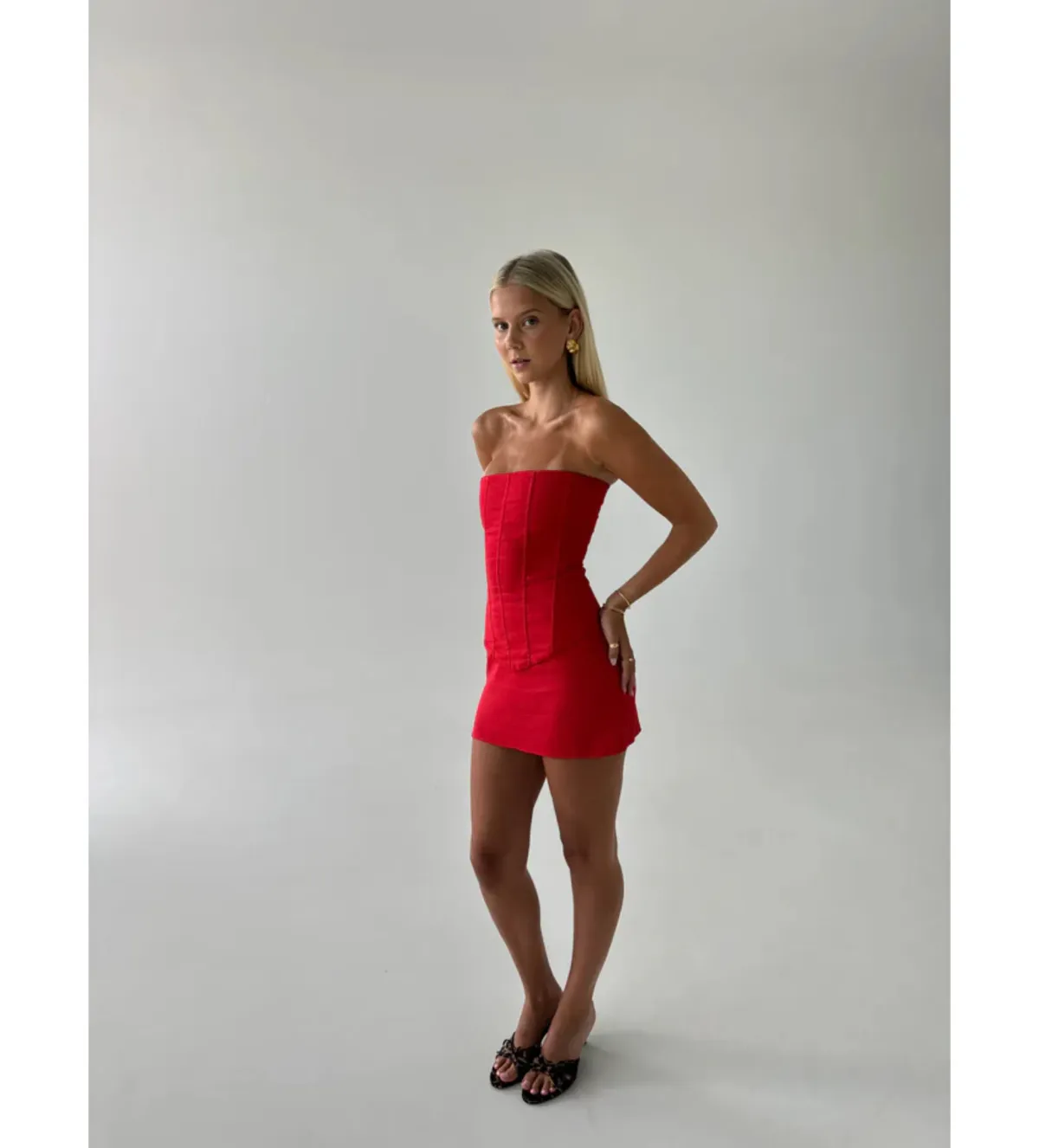 HNTR The Label Aurora Corset and Aura Mini Skirt Set in Red Size S / AU 8 - Image 2