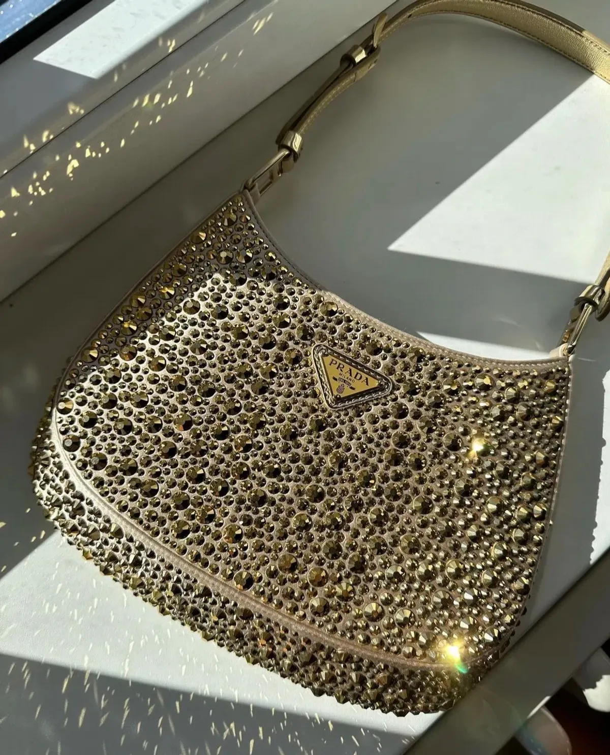 Prada Cleo Crystal Gold Bag - Image 5