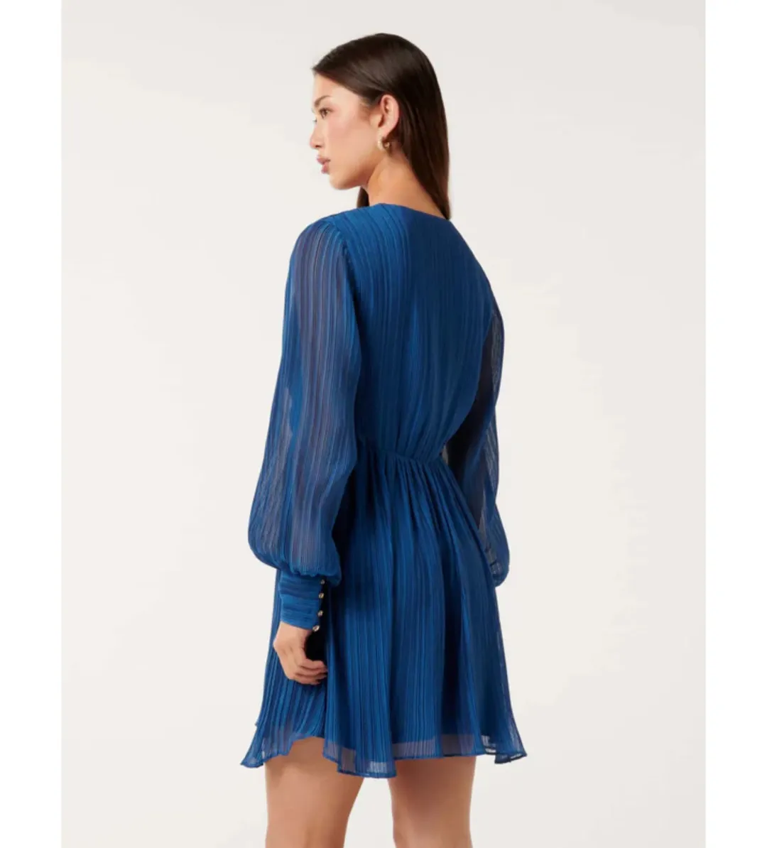 Forever New Genevieve Crinkle Pleated Mini Dress in Blue Size 12 for rent on The Volte - main image