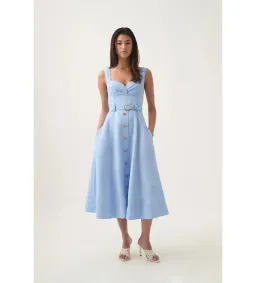 Aje Primary Belted Midi Dress Daydream Blue Size AU 12 for rent on The Volte - image 1