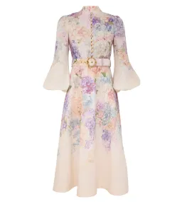 Zimmermann Dawning Buttoned Midi Dress Multi Hydrangea Size 3/AU 14 for rent on The Volte - image 1