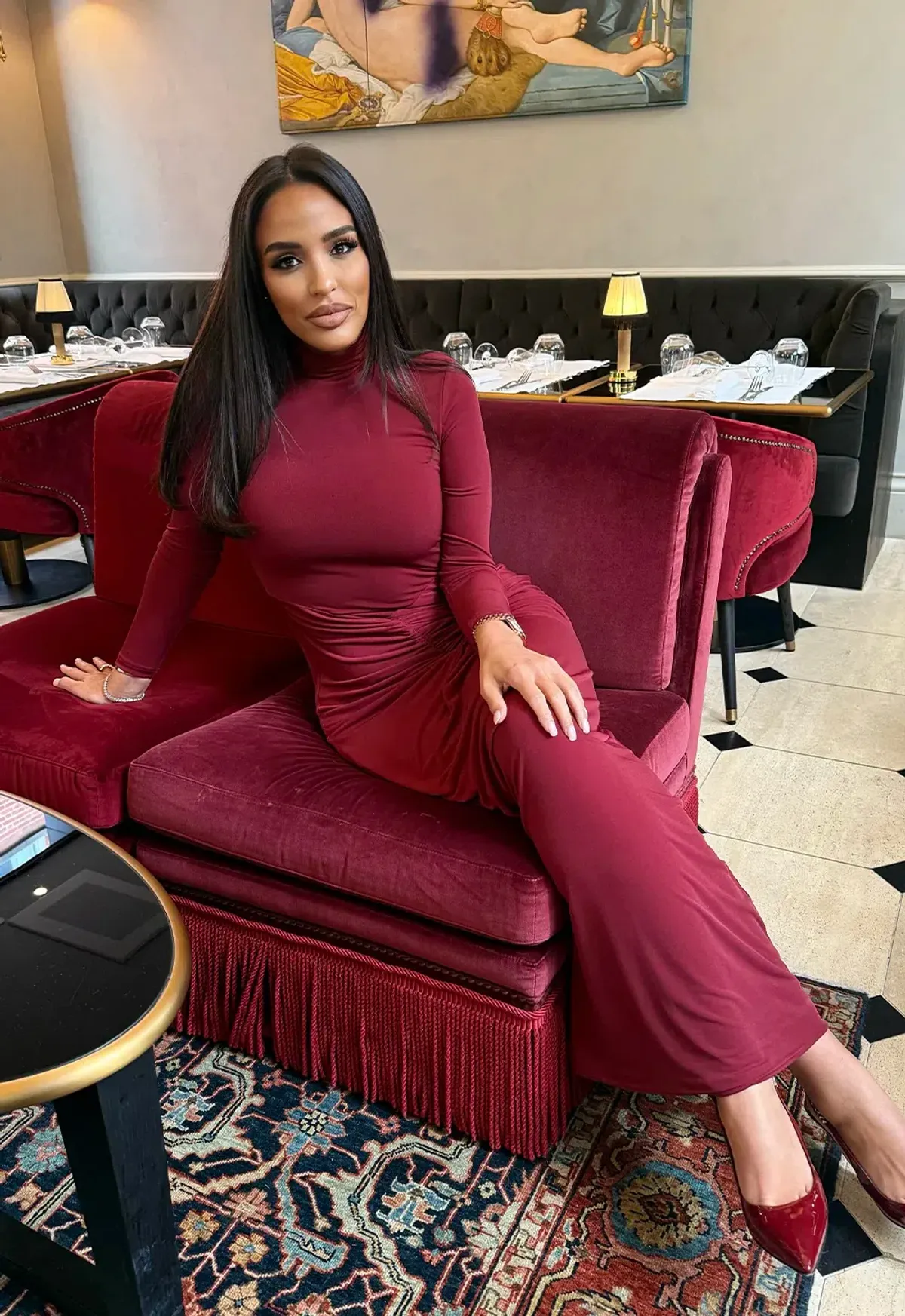 Bianca & Bridgett Layla Midi Dress Bordeaux Size AU 8 - Image 3